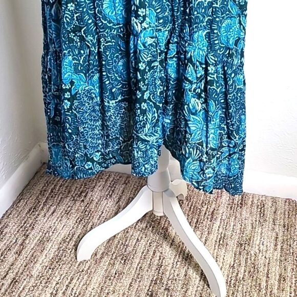 Isaac Mizrahi Chiffon Midi-Dress, Teal & Dark Green, Size Large - Picture 7 of 12